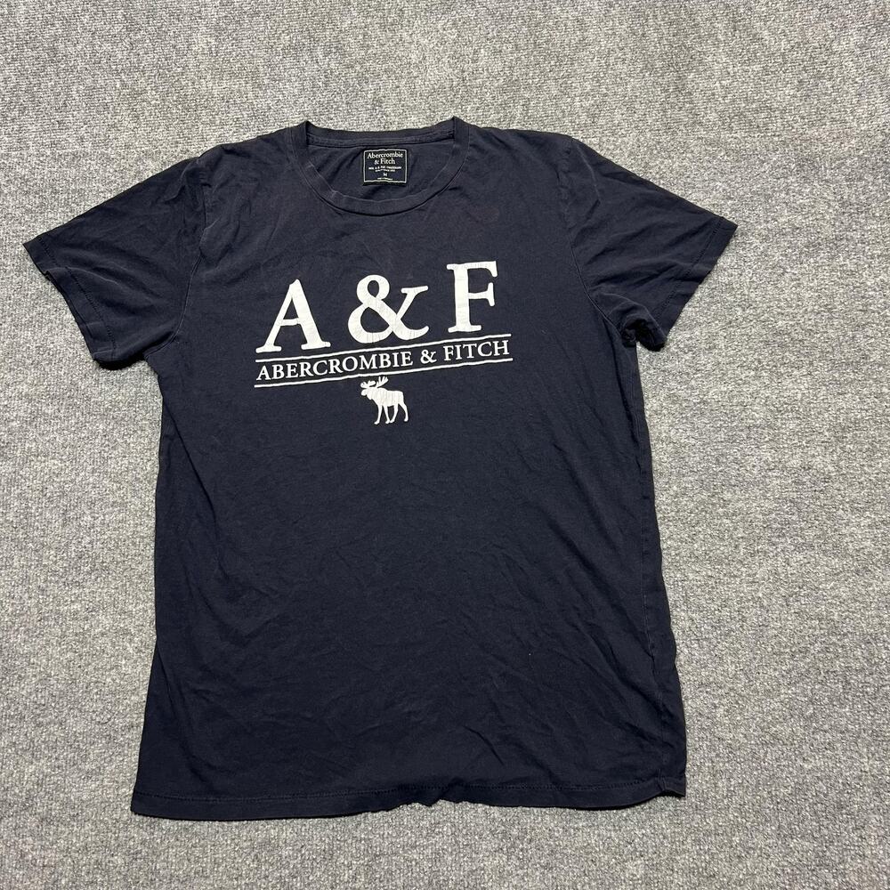 Abercrombie & Fitch Shirt Mens Medium Navy Blue A&F Logo Graphic Tee Top